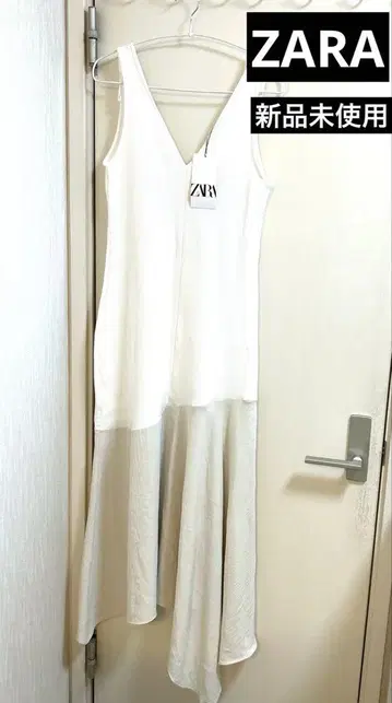 미사용 새상품 ZARA 자라 리브 새틴 절개 비대칭 원피스