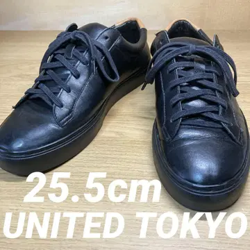United Tokyo 카우 가죽 스니커즈 25.5cm 블랙 브라운