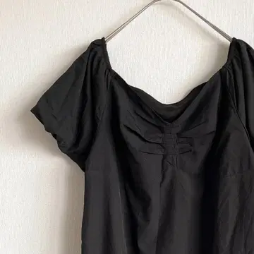 calin 미니 원피스 볼륨 소매 오프숄더 래글런 안감 부착