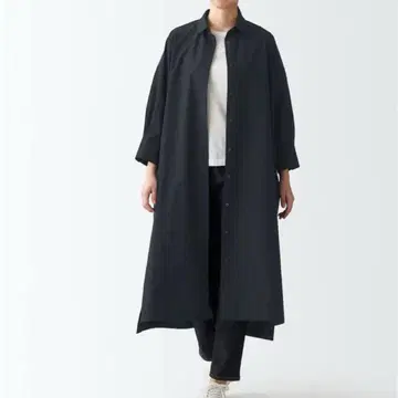 MUJI 셔츠 원피스 다크 그레이