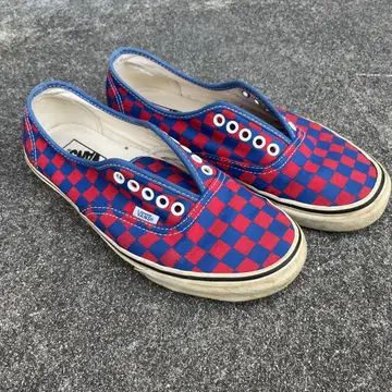 Vans 체커 패턴 슬립온 us9 블루 레드 파랑 빨파 스트릿