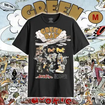 Green Day Dookie 두키 패턴 밴딩 티셔츠 블랙 M
