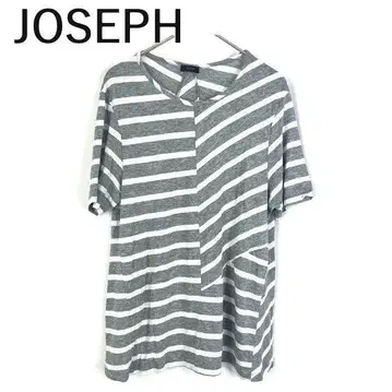 조셉 JOSEPH 보더 티셔츠 반팔 얇은 소재 멜란지 그레이 화이트