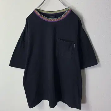 HUF 티셔츠 XL 블랙 링거 네이티브 무늬 포켓 피스 네임