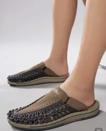 브라운 메쉬 사보 클로그 샌들 여름 뜨개질 남성용