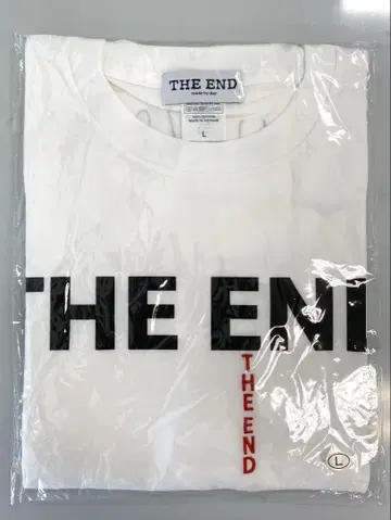 아이나 지 엔드 티셔츠 L 사이즈 화이트 빨간 눈물 THE END