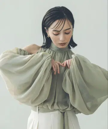 anuans 쉬폰 볼륨 블라우스