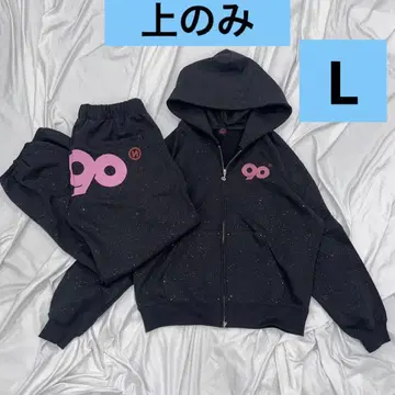 9090 로고 글리터 라이트 지퍼 후드 집업