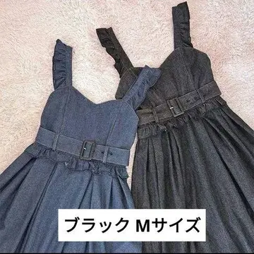 시마무라 시헤로 데님 오버롤 스커트 블랙 M 사이즈