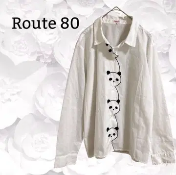 'Route 80' 셔츠/블라우스 긴팔 팬더 동물 [L] 화이트 자수