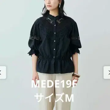 MEDE19F Boutique888 콜라보 레이스 블라우스 M 블랙
