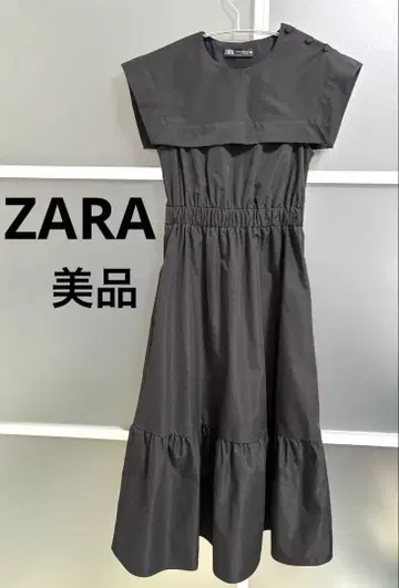 ZARA 자라 케이프 슬리브 미디 원피스 세일러 카라 XS 허리밴딩
