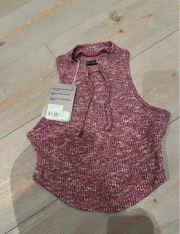 "새상품" GYMSHARK 하이넥 니트 베스트 XS 핑크 계열