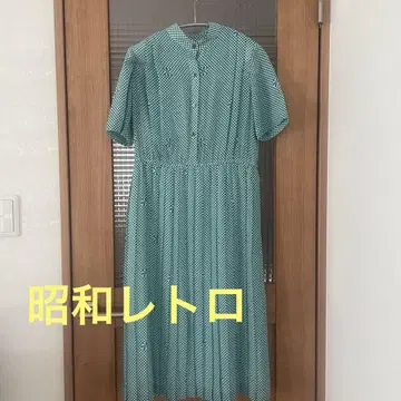 쇼와 레트로 원피스 플리츠 스커트 그린