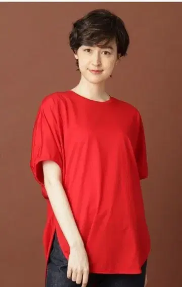 Dresseria 백 코쿤 풀오버 38 빨간색 반팔 튜닉 티셔츠