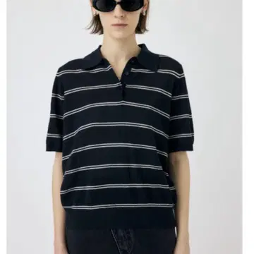 moussy MESH KNIT LOOSE 피케 셔츠 다크 네이비