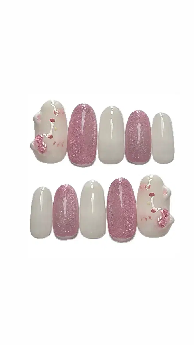 Kitty Ribbon Magnetic Handmade Nail Tips