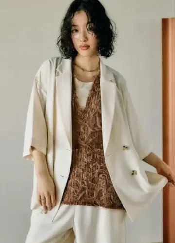 2025ss 린넨 라이크 드라이 시리즈 개더 와이드 팬츠 아이보리