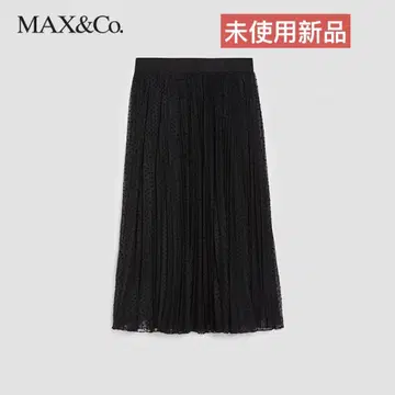맥스앤코 MAX&Co 메쉬 플리츠 레이스 스커트 블랙