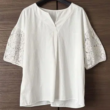 INDIVI 소매 레이스 루즈한 쉬폰 블라우스
