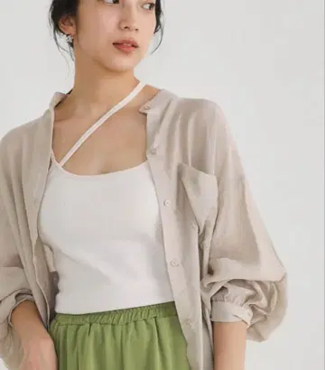 시어 밴드 카라 셔츠