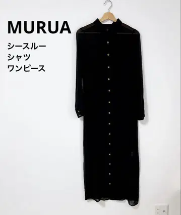 MURUA 시스루 블랙 셔츠 원피스