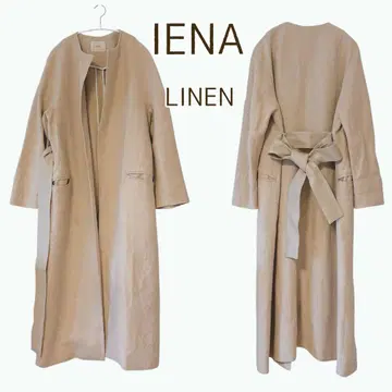 IENA 이에나 린넨 노카라 롱 코트 린넨 겉옷 아우터