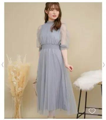 노엘라 얇은 명주 그물 도트 드레스 원피스 블루 결혼식 경사