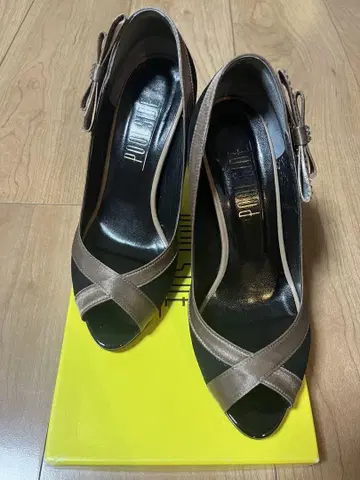 오픈토 펌프스 블랙과 브라운