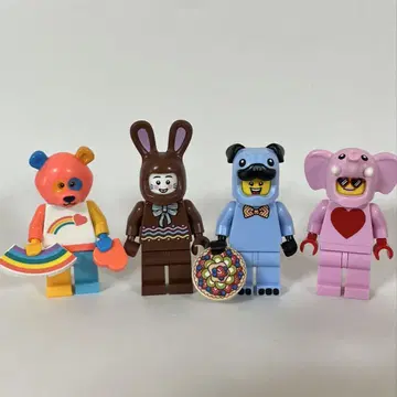 레고 레고 미니 피규어 인형옷 모자 토끼 곰 코끼리 퍼그 개