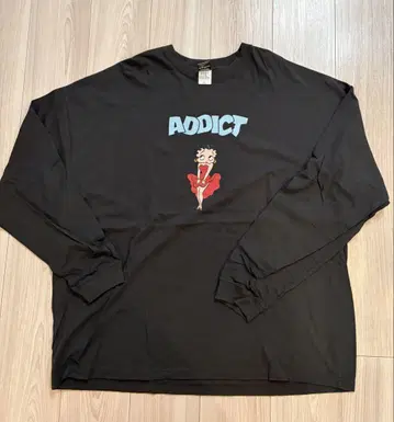Addict Betty Boop 롱 T 짙은 블랙 XL