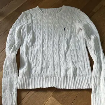 Ralph Lauren 화이트 케이블 니트 스웨터