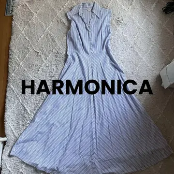HARMONICA 새상품급 스트라이프 슬리브리스 셔츠 원피스