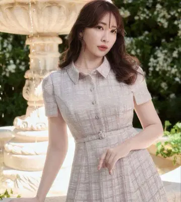 헤르립토 안시 벨트 드레스 미스티 핑크