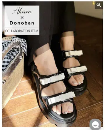 미사용 새상품 아키론 Donoban 콜라보 2way 에나멜 리본 샌들 M