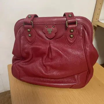 ANNA SUI 토트백 빨간색 천연 가죽 로고 금장 장식 가마구치