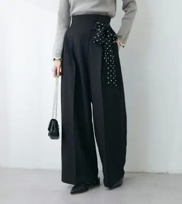 natural couture 허리 리본 턱 팬츠