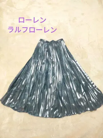 로렌 랄프 로렌 메탈릭 플리츠 스커트 광택 롱 일본인 L 상당