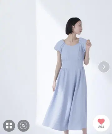 린넨 같은 퍼프 슬리브 원피스 M