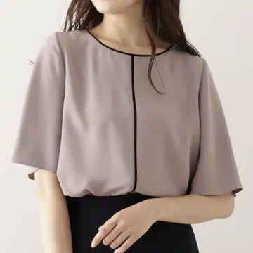 내추럴 뷰티 베이직 바이컬러 오분 소매 블라우스