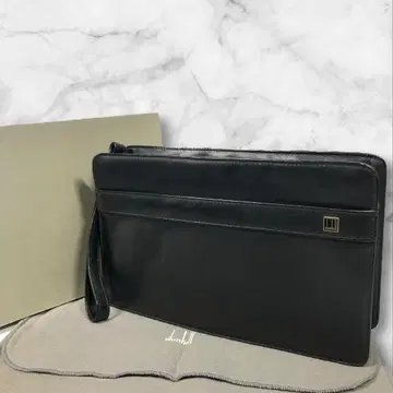 던힐 세컨드 백 블랙 로고 모티브 핸드 스트랩 클러치 백 상자