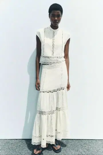ZARA ZW 컬렉션 크로셰 탑 레이스 블라우스 S 사이즈