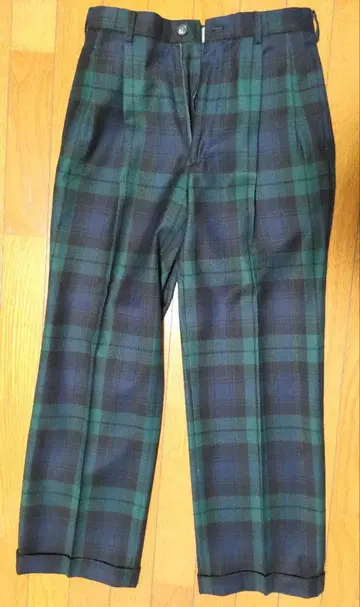 CASEY JONES 그린 네이비 체크 슬랙스