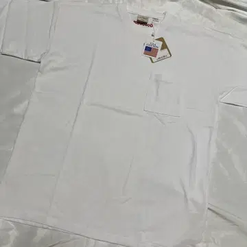 새상품 20SS 별주 L GOODWEAR 목 뒤 자수 포켓 티셔츠 화이트