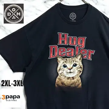 US 구제 의류 애니멀 무늬 빅 실루엣 프린트 티셔츠 블랙 2XL-3XL