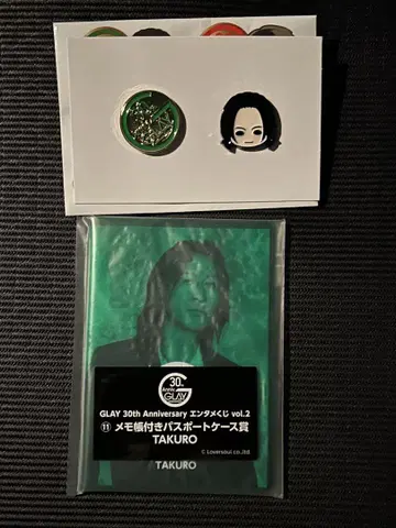 GLAY 엔터테인먼트 복권 TAKURO 핀 배지 메모장 포함 여권 케이스
