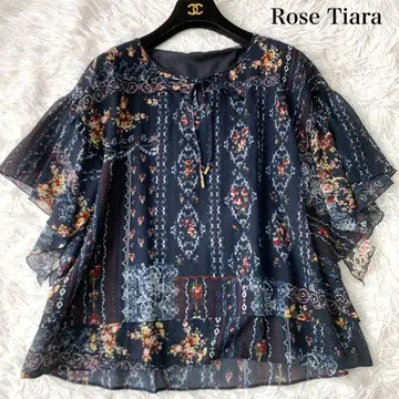 Rose Tiara 버터플라이 슬리브 꽃무늬 블라우스 리본 쉬폰 38