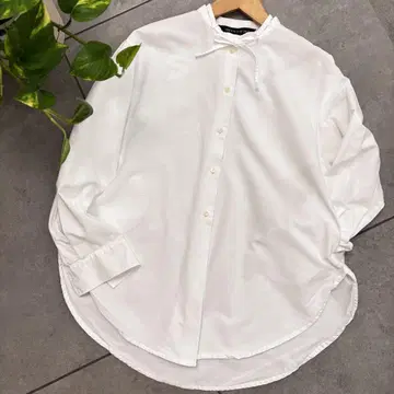 mizuiro ind 화이트 리본 타이 셔츠 블라우스 면100% 긴팔