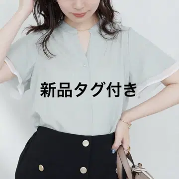 natural couture 소매 시어 펄 버튼 스키퍼 블라우스 새상품