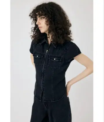 moussy CAP SLEEVE DENIM 셔츠 블랙 1